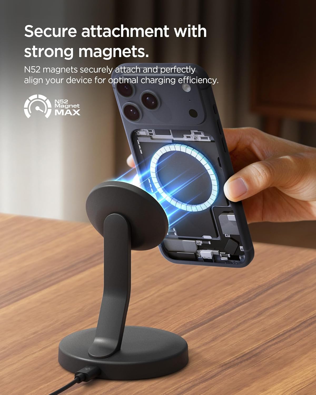 Thumbnail 3 de Spigen Essential 15W MagSafe : chargeur sans fil magnétique avec câble USB-C 60 W (station) – Noir