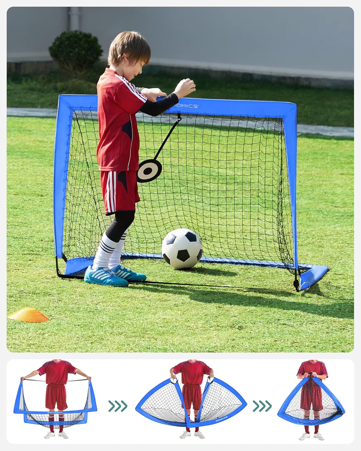 Detalle de SONGMICS Football Goals Set of 2 (4 x 3 ft) – Portable Kids Training Nets with Targets and Training Cones
