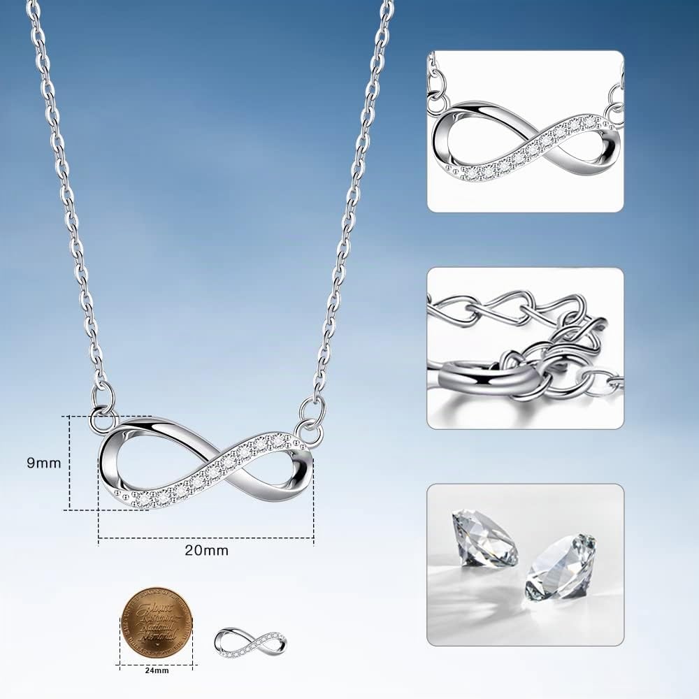 Detalle de Viwind Infinity Herz Anhänger Kette aus 925 Sterling Silber – Damenschmuck