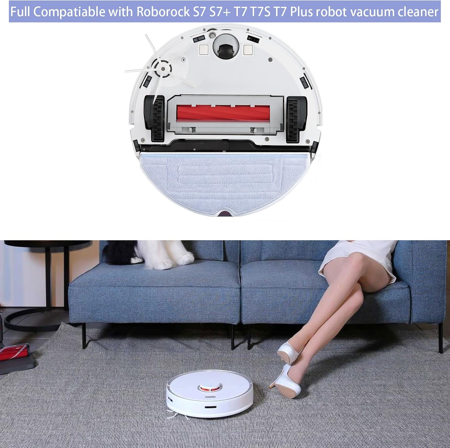 Detalle de VIEWALL dweildoeken voor Roborock S7, 4 microvezel pads, wasbaar en herbruikbaar