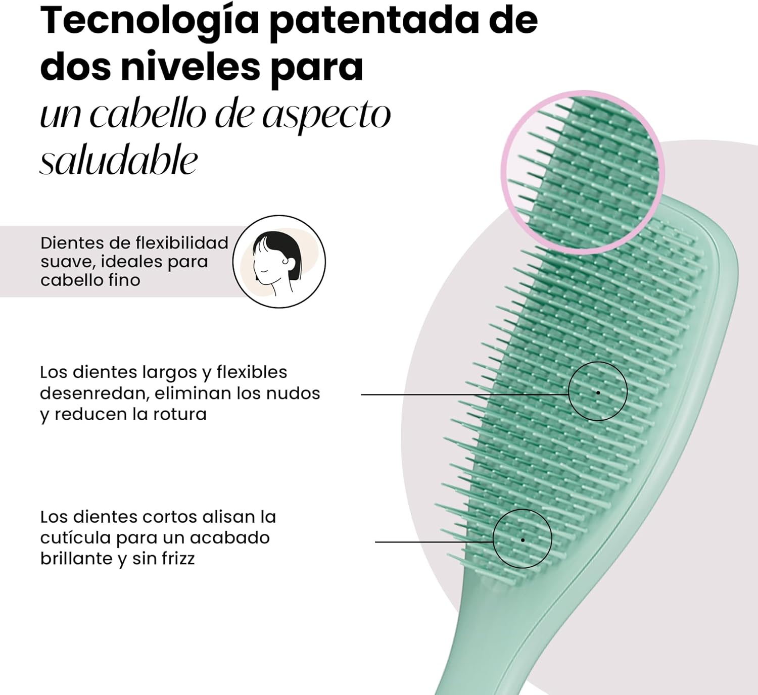 Detalle 2 de Tangle Teezer Ultimate Detangler para cabello fino y frágil, verde azulado