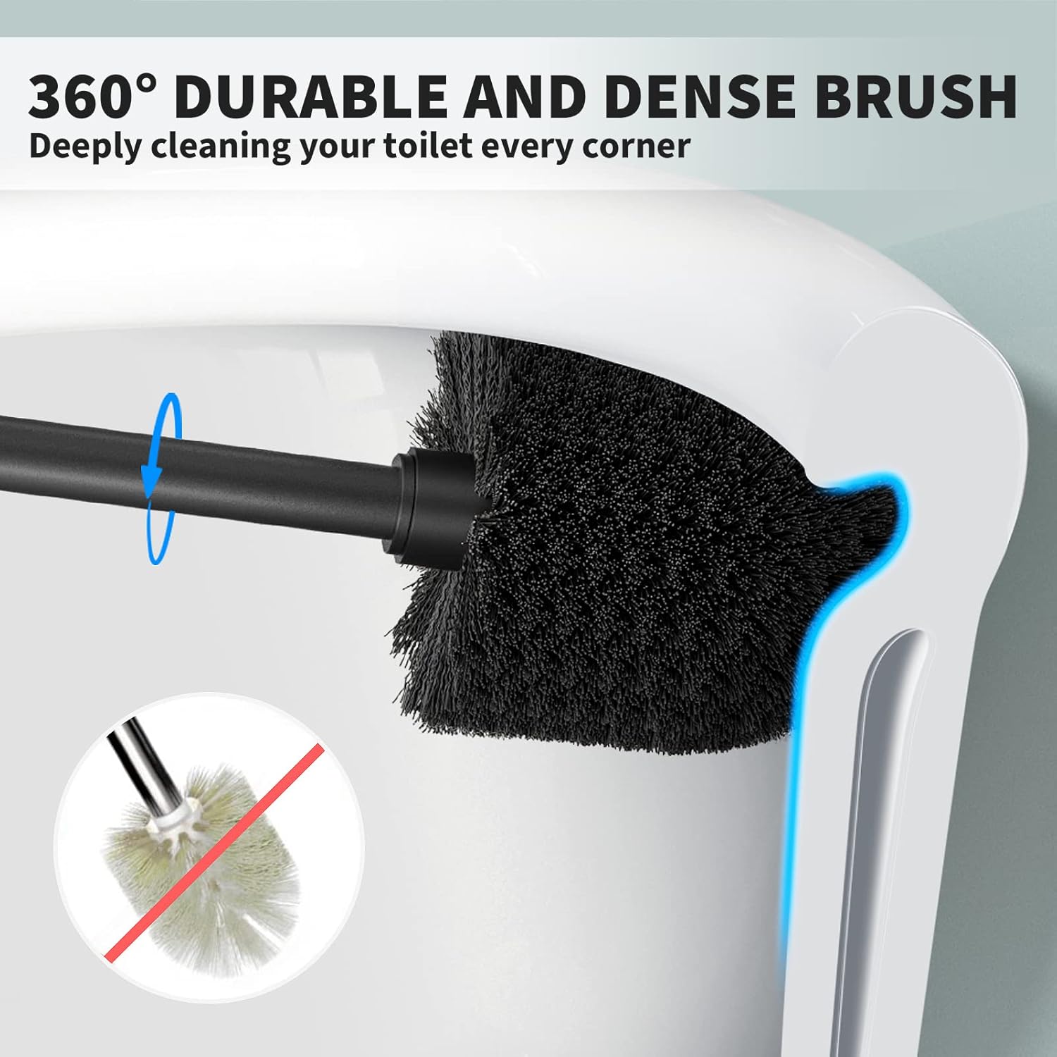 Thumbnail 1 de Toilet Brush and Holder 2 Pack (Black) with Extra Long 16" Handle and Covered Holder