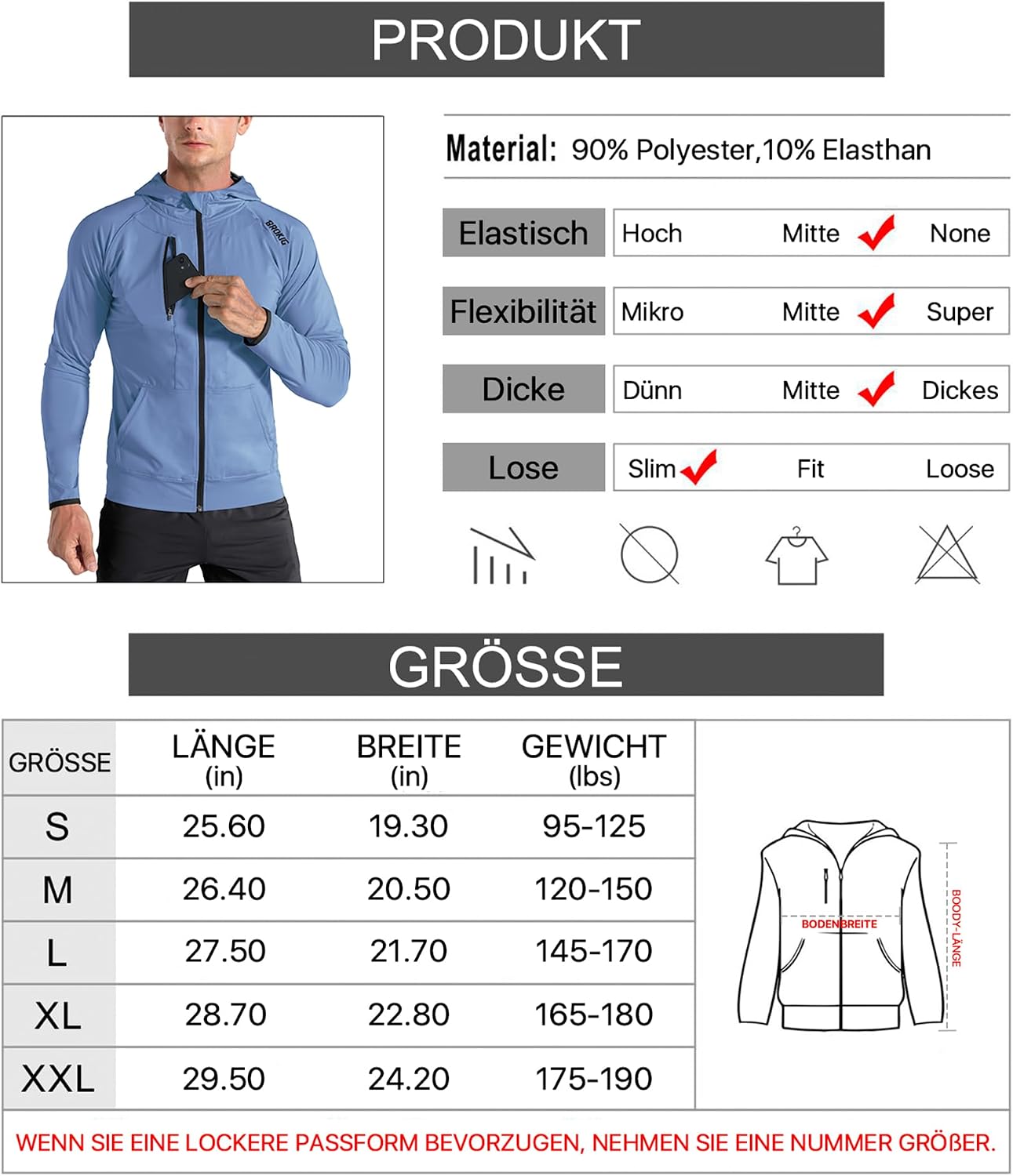Thumbnail 4 de BROKIG Leichte Hoodie Herren S–XXL