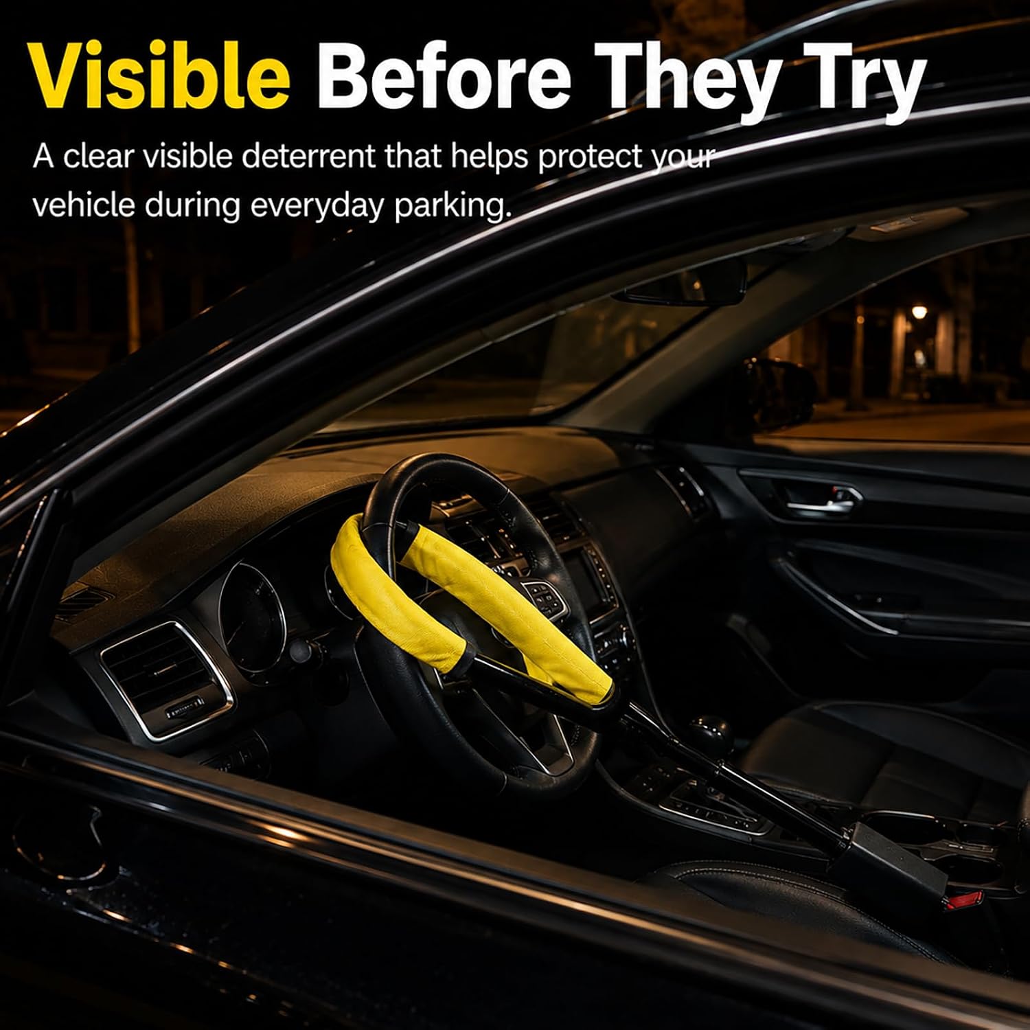 Thumbnail 4 de Steering Wheel Lock Anti Theft Device – Heavy Duty Cable Lock (Universal Fit)