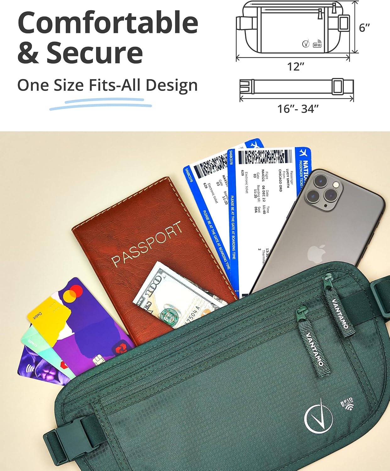 Detalle 2 de Vantamo RFID bum bag with 2 compartments