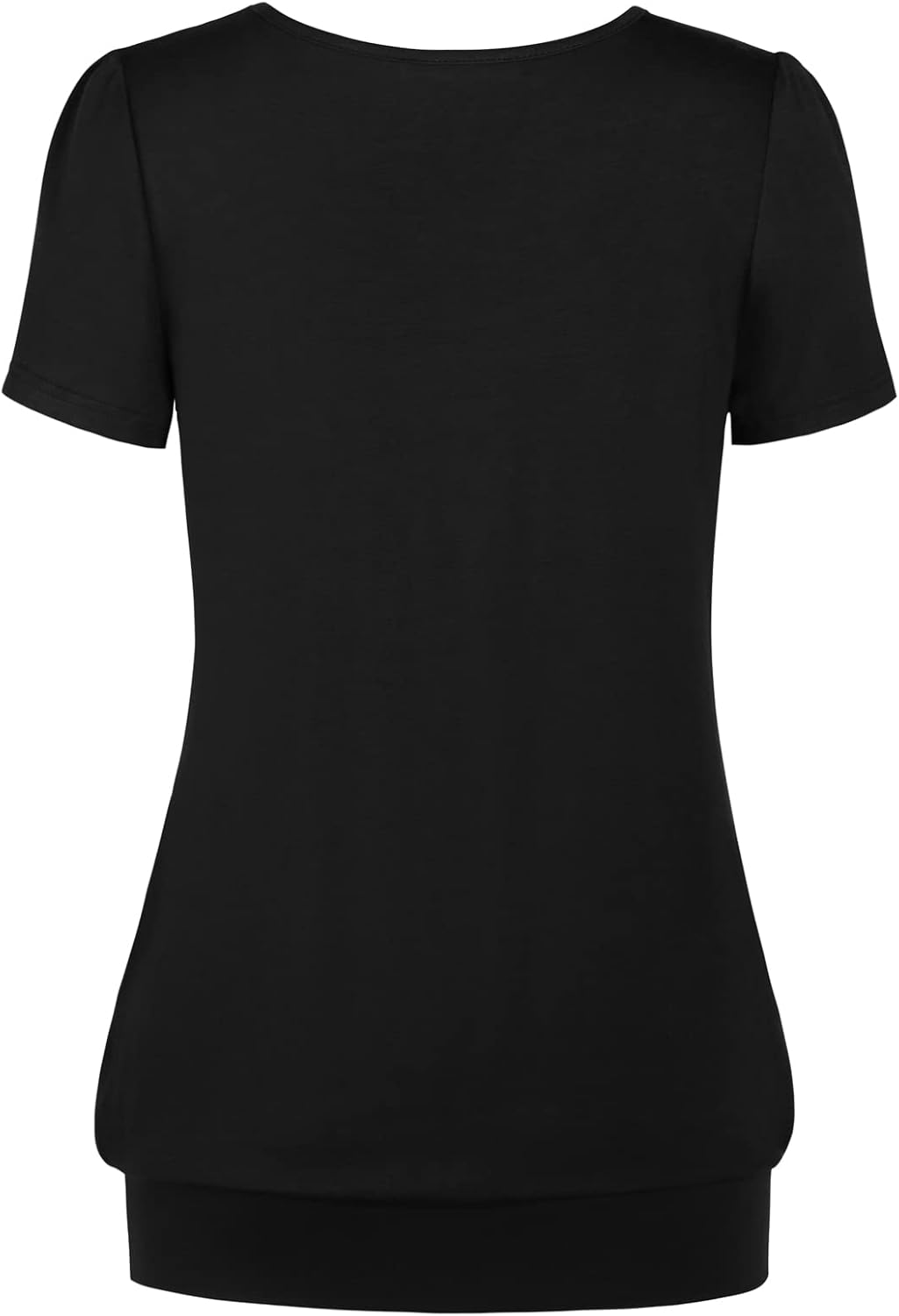 Detalle 2 de DJT Damen T-Shirt mit Rundhalsausschnitt, plissierter Vorderseite & Print – Kurzarm Sommeroberteil