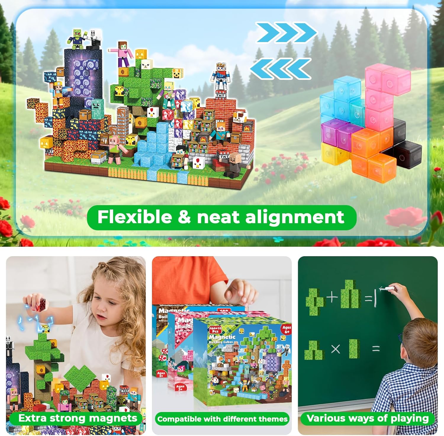 Thumbnail 6 de 464-Piece Magnetic Building Blocks (Magnetic Blocks/Magnet Cubes) for Kids Ages 4–8