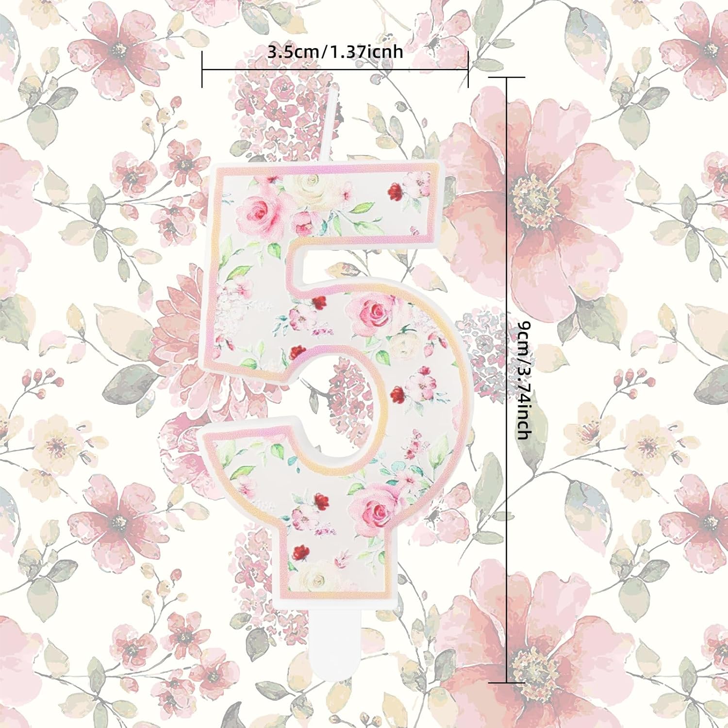 Detalle de Beautiful Flower Candles: Hawaiian Themed Birthday Cake with Number 5 Decoration
