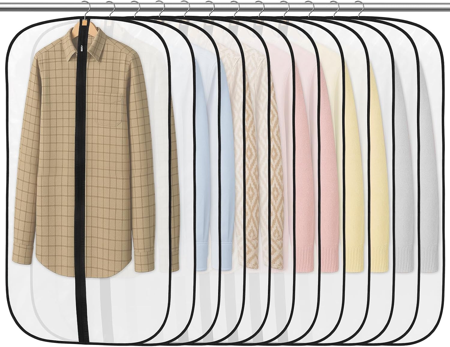 12 Pack Garment Bags 60x100cm PEVA Translucent