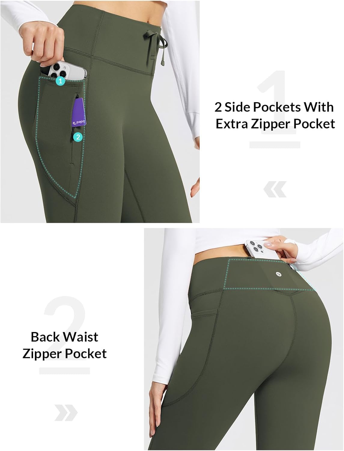 Thumbnail 4 de baleaf Women’s Thermal Flared Leggings Fleece Lined Yoga Pants with 4 Pockets