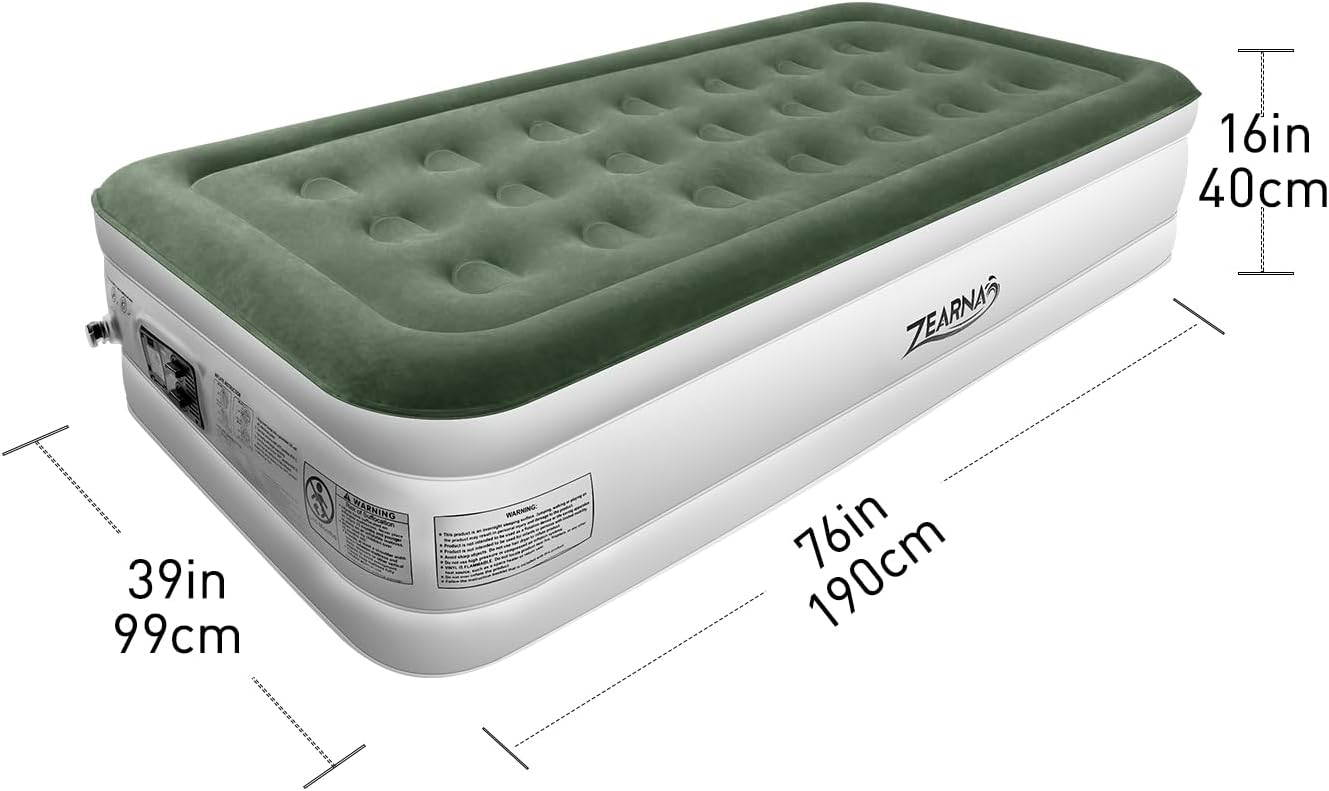 Thumbnail 6 de Zearna Single Air Bed with Built-In Pump (190x100x40cm): Quick Inflation, Stable Support