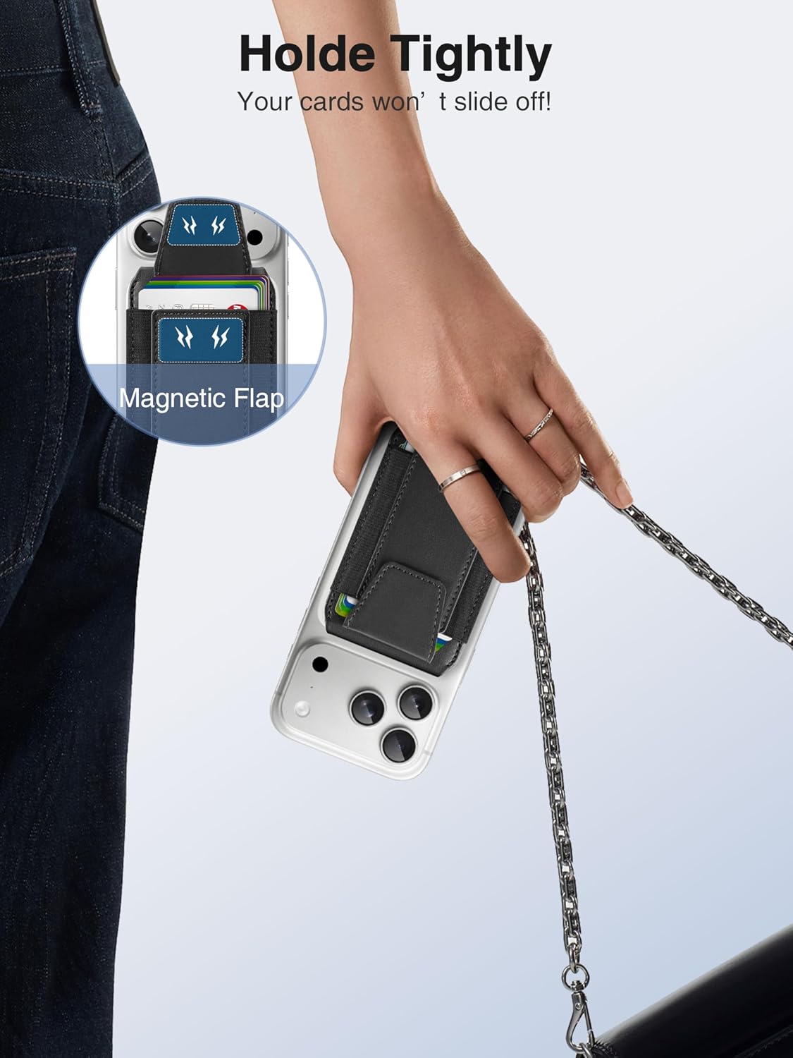 Detalle 2 de TopMade MagSafe Wallet with Stand for iPhone: Strongest Magnetic Cardholder with RFID Blocking