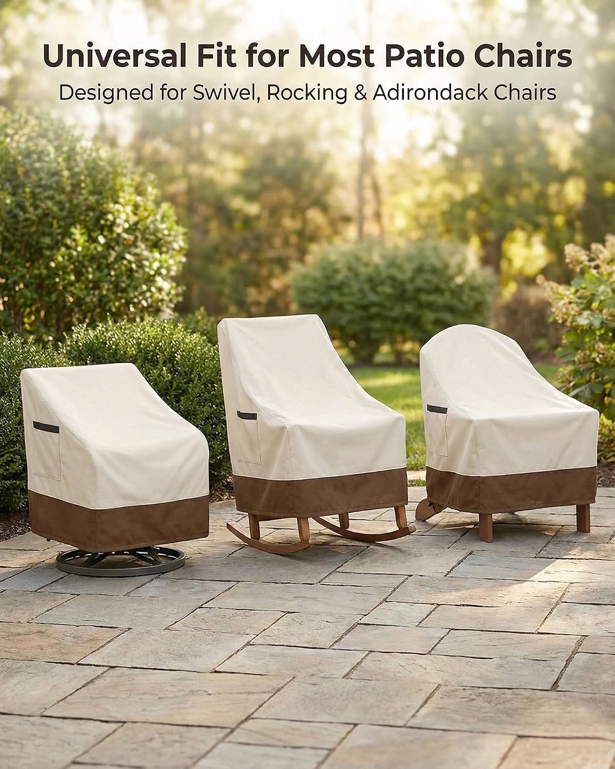 Detalle de Yagvany S-28"W x 32"D x 36"H Patio Chair Covers, 600D Oxford, 2-Pack