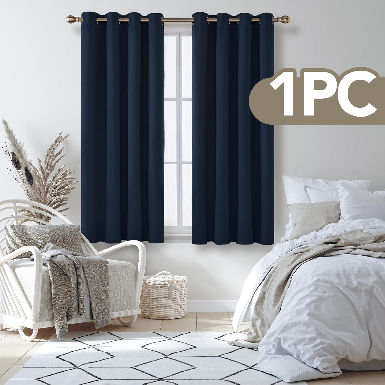 Detalle de Deconovo Tenda Oscurante da Interno 132x160 cm – Blu Navy, isolamento termico e riduzione rumore
