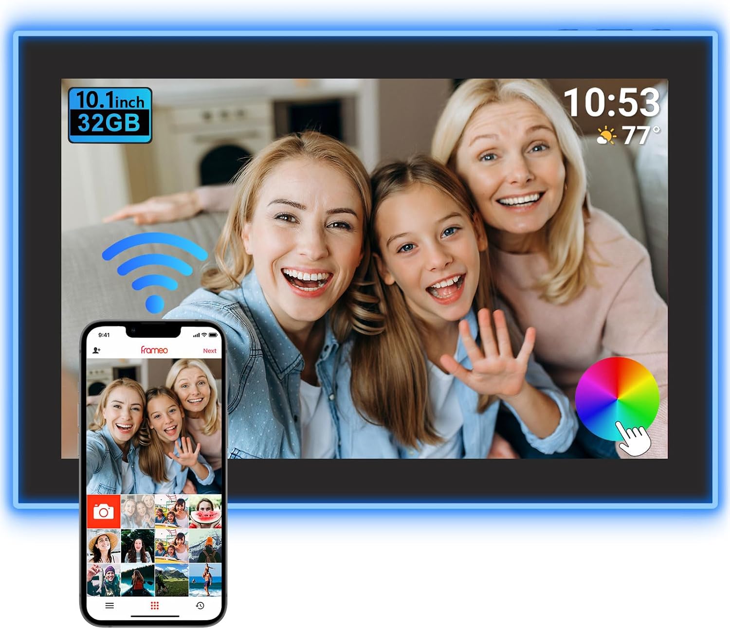 Detalle de FRAMEO 10.1 Inch Digital Photo Frame 32GB