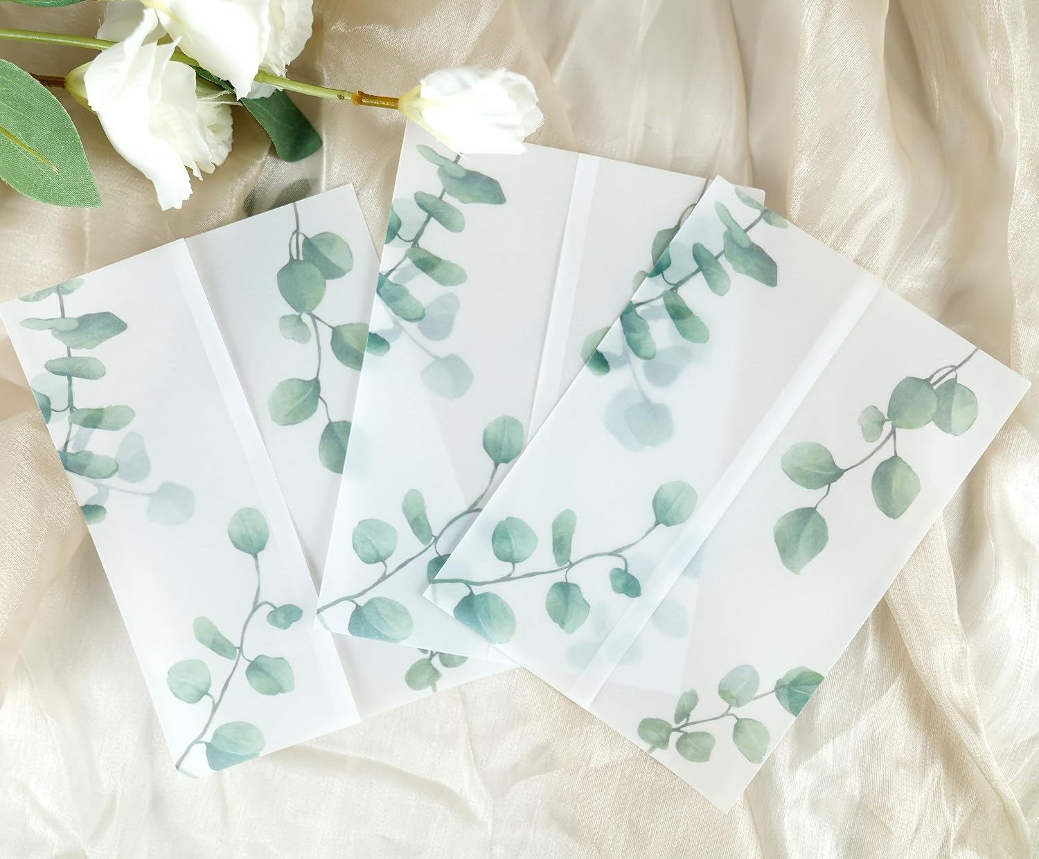 Detalle de Puremigo – 50 półprzezroczystych obwolut na zaproszenia 5 × 7, papier welinowy 105 g/m²