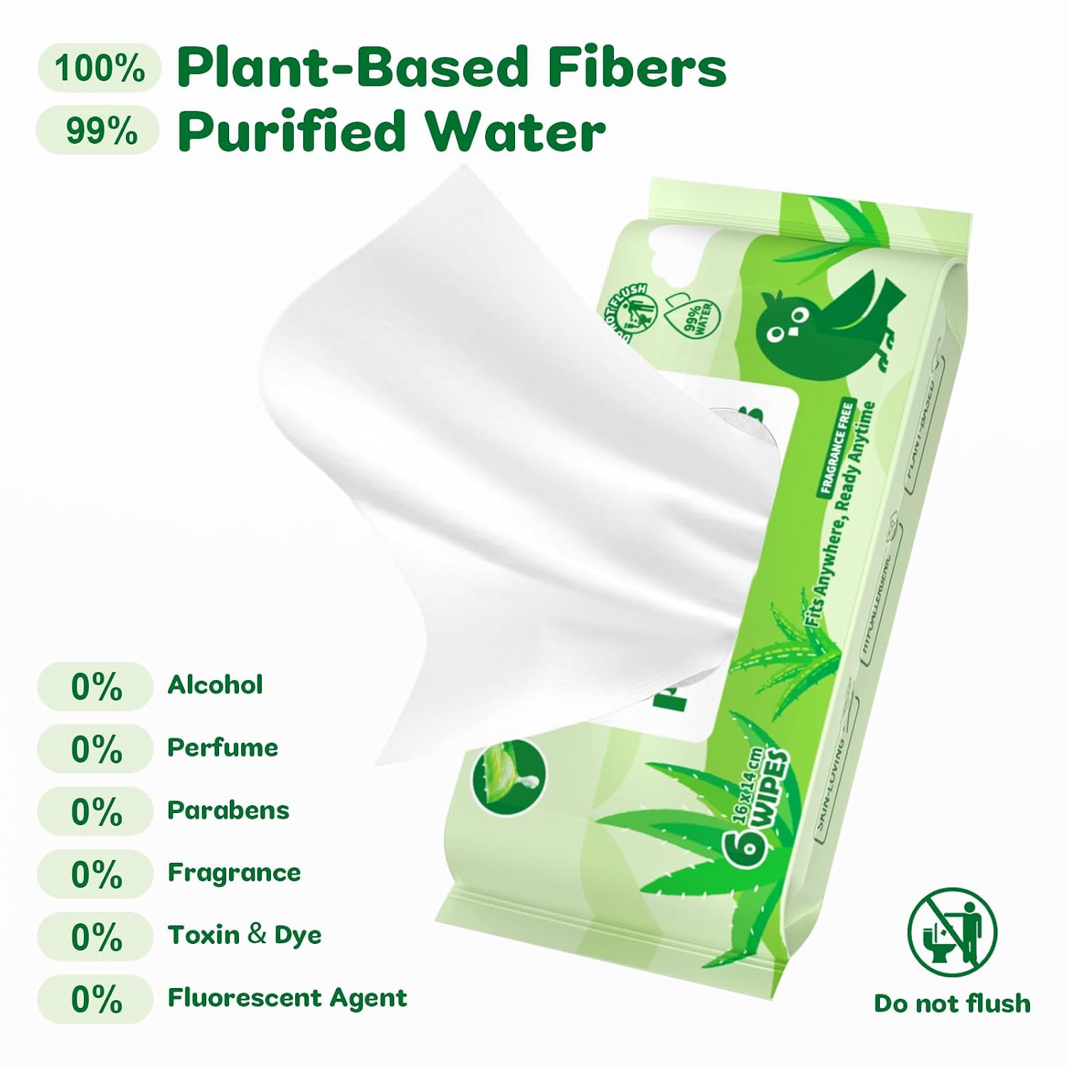 Thumbnail 2 de Dorahoney Mini Feuchttücher Reisegröße – unparfümiert, 99% Wasser mit Aloe Vera (48 St.)