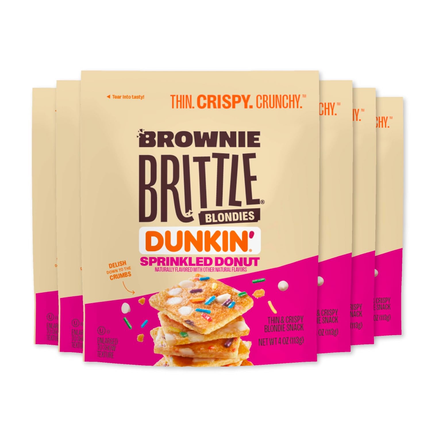 Detalle de Brownie Brittle Dunkin’ Blondie Sprinkled Donut Crispy Snack, 6-Pack