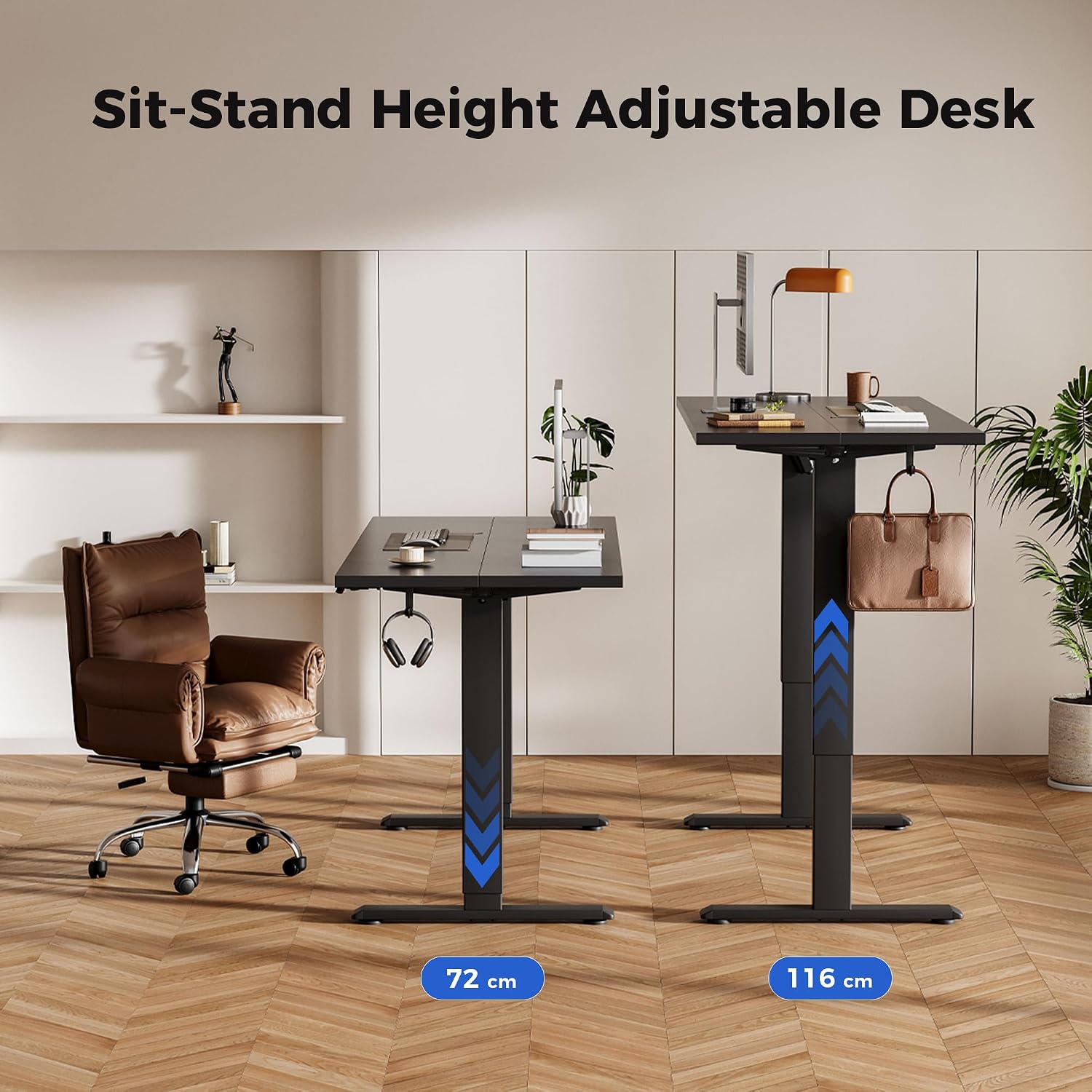 Detalle de Agilestic DJ 48 x 24-Inch Electric Standing Desk, Black, Memory Presets