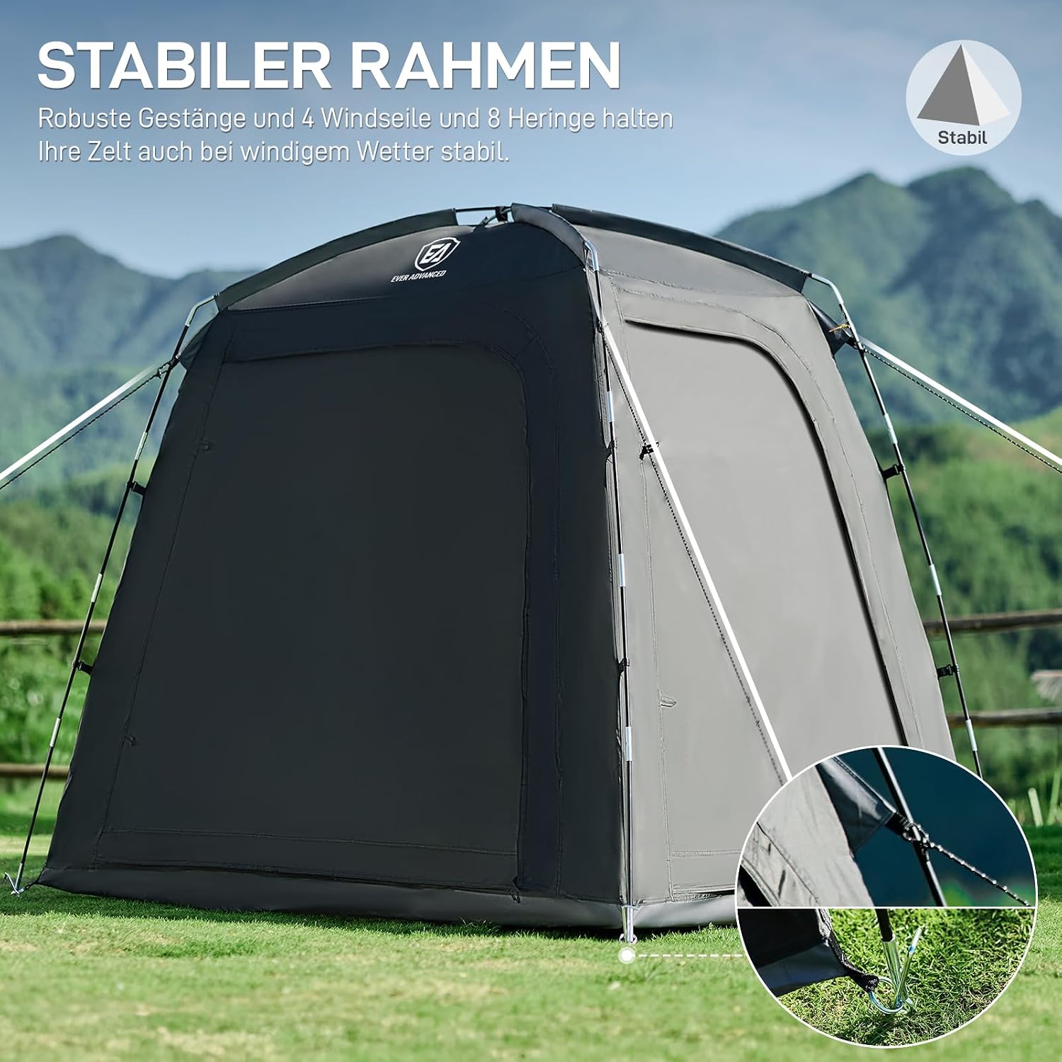 Detalle 2 de Ever Advanced Fahrradzelt für 2–3 Fahrräder – kompakte, wetterfeste Fahrradgarage 200×120×165 cm
