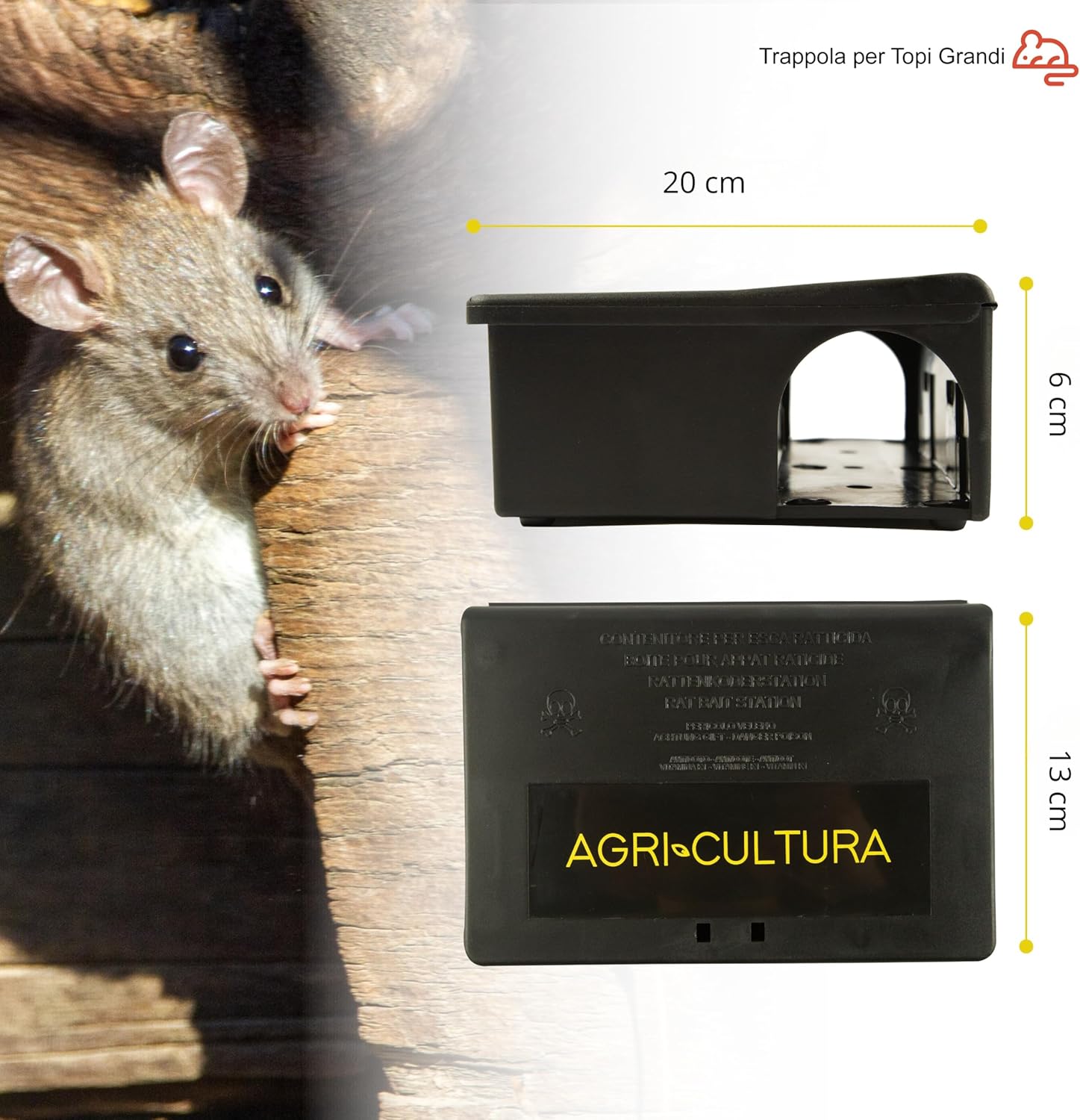 Detalle de AGRI-CULTURA Contenitore Esca per Topi Grandi con Chiave | Trappola Sicura HACCP – Set Completo