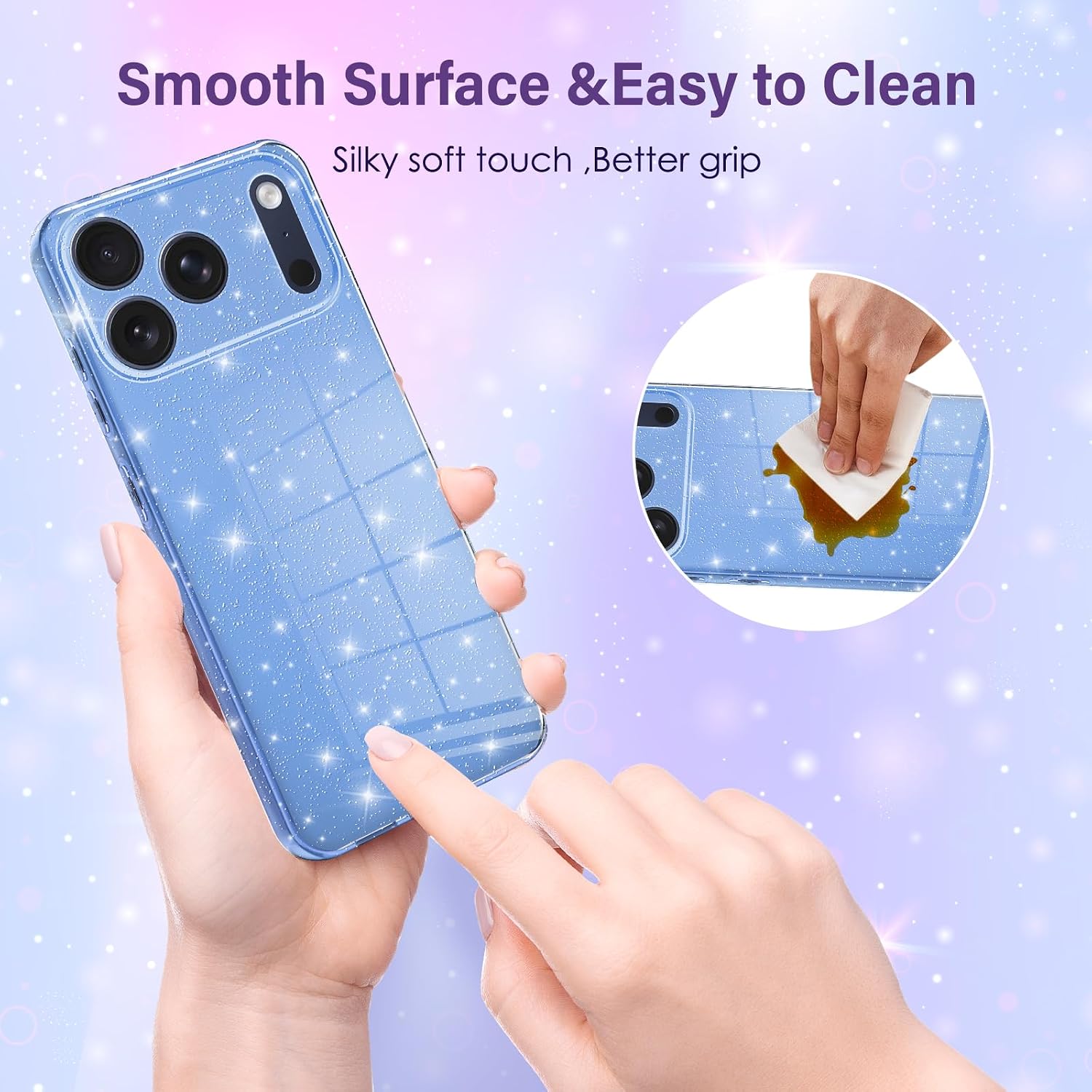 Detalle 2 de Eherui iPhone 17 Pro Hülle mit Glitzer