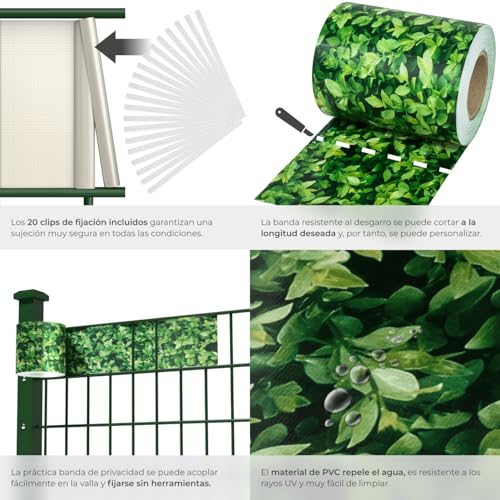 Detalle 1 de tectake® Rollo Aislamiento PVC 19cm 🌿 Privacidad y UV