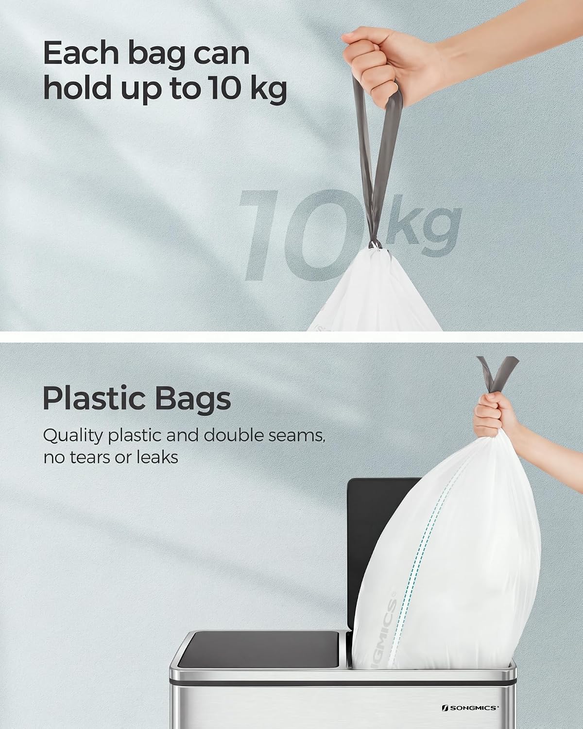 Detalle de SONGMICS LEOS Collection KRB30A02 30L Drawstring Bin Bags, 90 Pieces