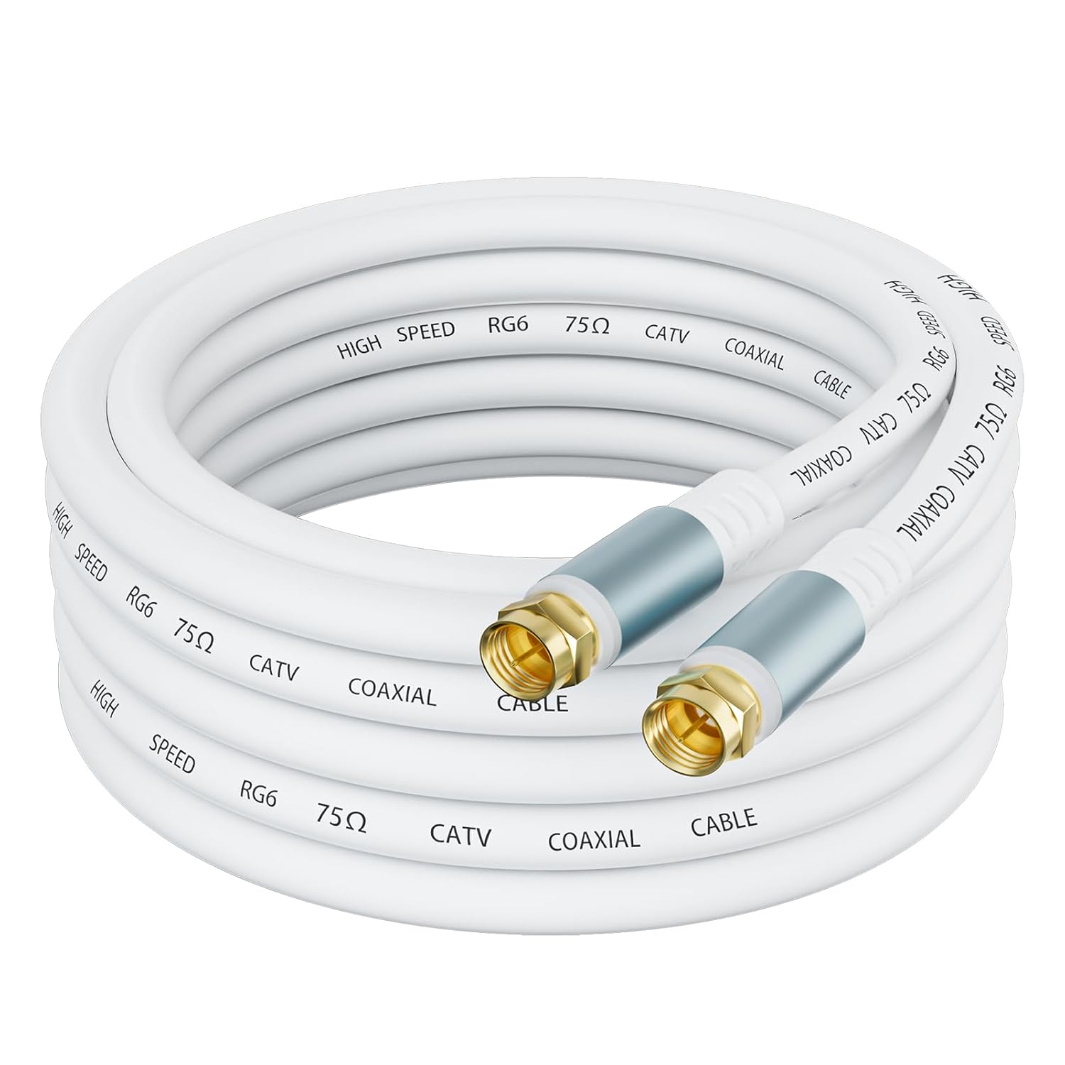 Detalle de GOSYSONG White RG6 Coaxial Cable 50ft: Premium RG6 for TV, Internet, and Satellite