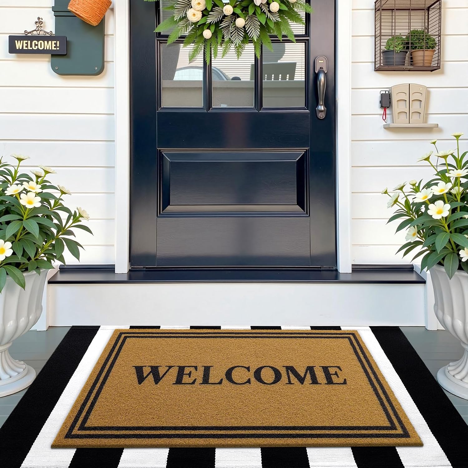 Thumbnail 1 de OLANLY 30" x 17" Low-Profile Welcome Doormat, Polyester with PVC Backing
