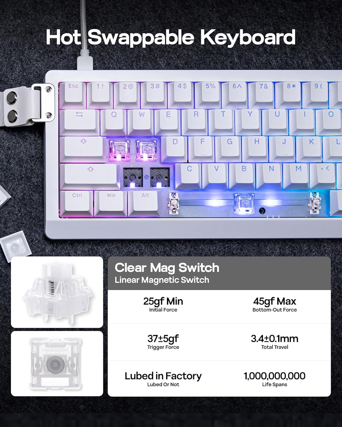 Thumbnail 4 de EPOMAKER HE68 Lite Hall Effect Keyboard 8k Polling