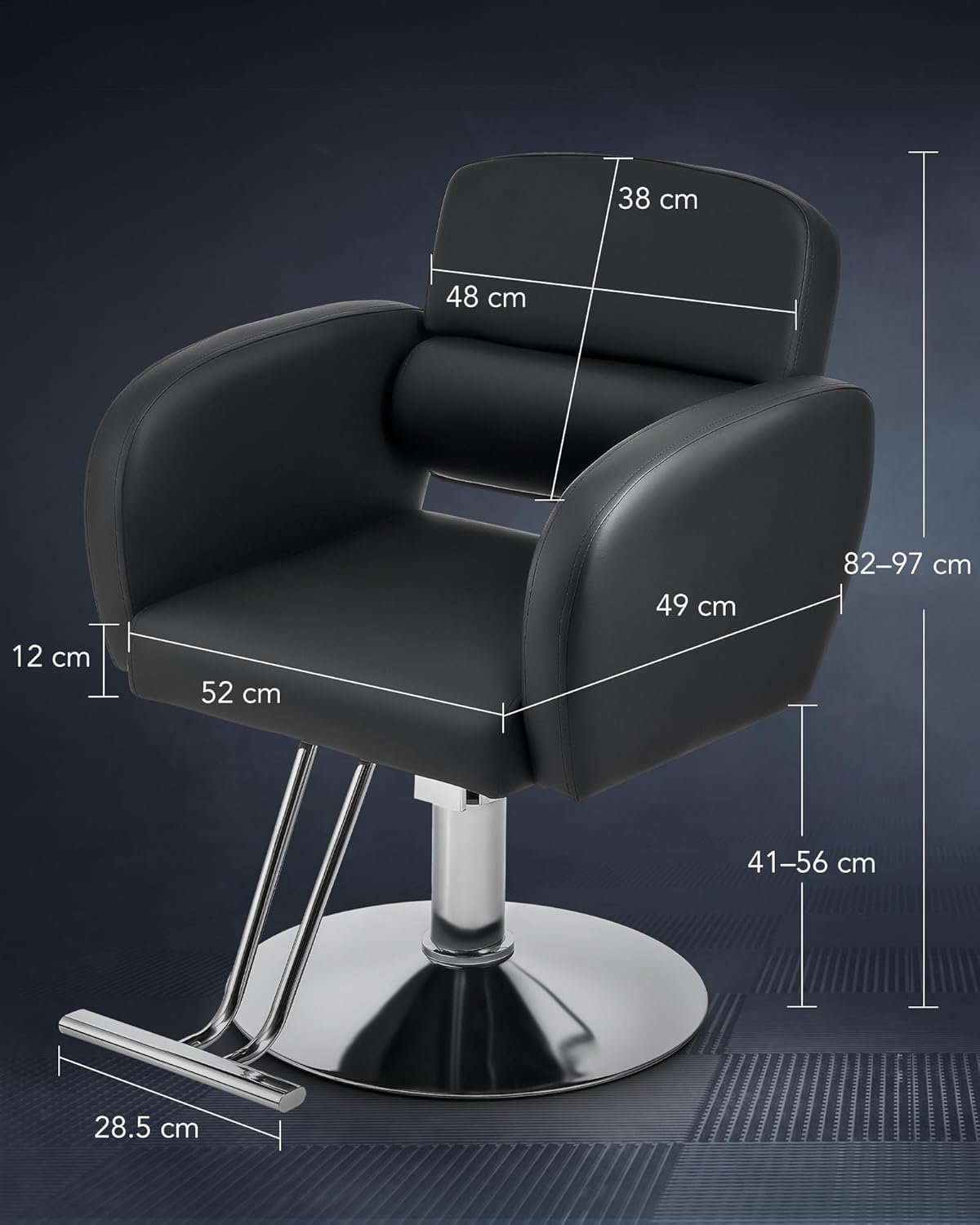 Thumbnail 2 de CO-Z fauteuil de coiffure professionnel noir, pompe hydraulique et hauteur réglable jusqu’à 15 cm