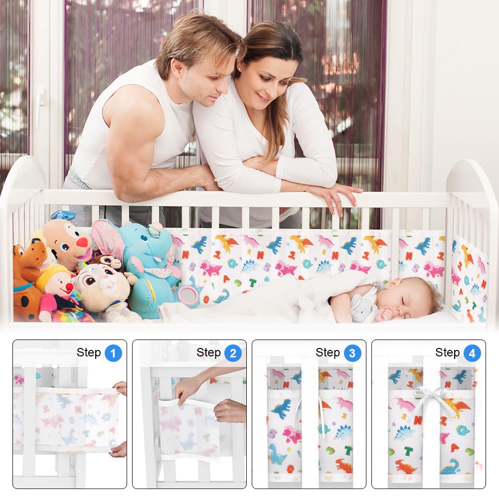 Thumbnail 3 de Aolso Bettumrandung Babybett – 2er Set Nestchen mit Kantenschutz, atmungsaktiv, abnehmbar (340 cm x 30 cm + 160 cm x 30 cm)