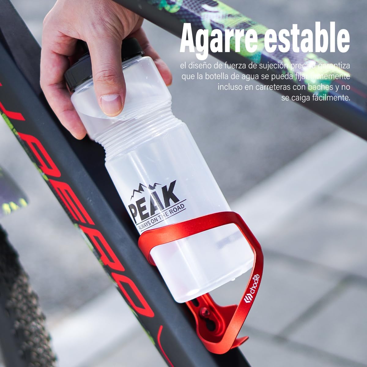Detalle de Chooee Fahrrad Flaschenhalter – seitlich einsetzbar, Aluminium, Rot