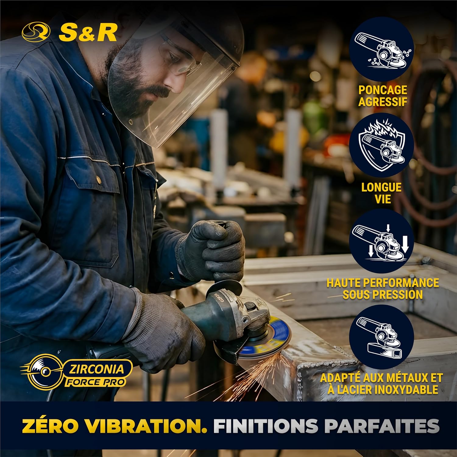 Detalle de S&R Disques à Lamelles 125 mm – 20 pièces, grain 40/60/80/120, pour métal et bois