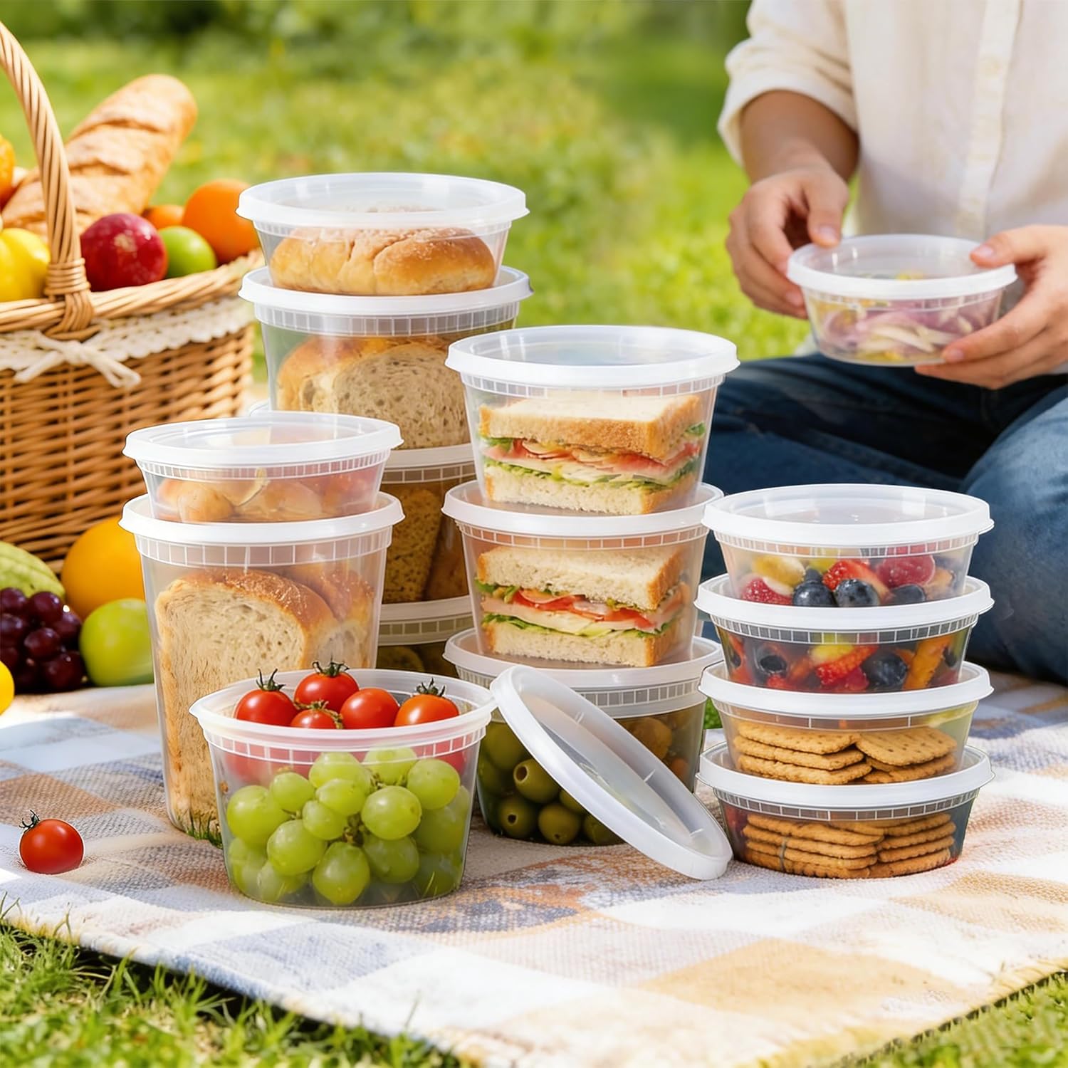 Thumbnail 5 de BYSNOW 60 Sets Deli Containers with Lids (8/16/32 oz) – Leak-Proof, BPA-Free, Stackable & Safe for Freezer, Microwave, and Dishwasher