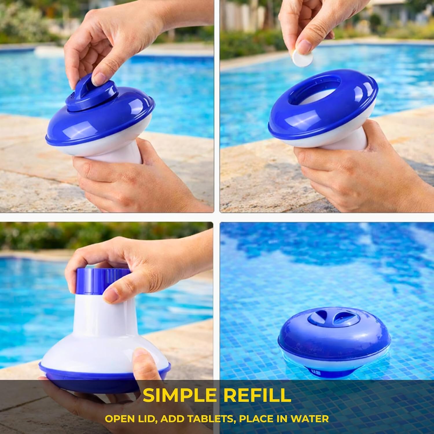 Thumbnail 5 de 5 Inch Floating Chlorine Dispenser for Hot Tubs & Pools – Adjustable ABS Tablet Floater with Lockable Cap