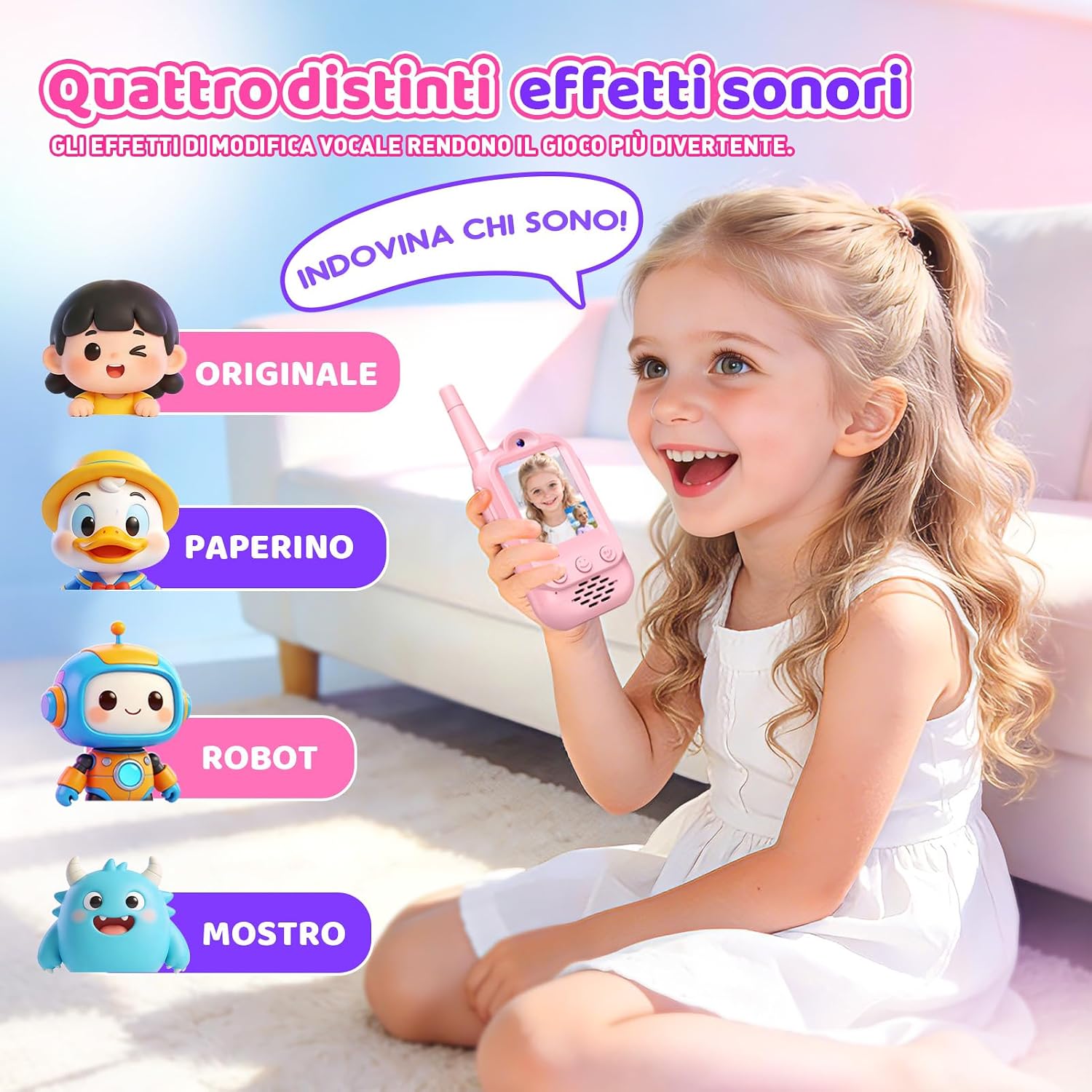 Detalle de iKidiki Walkie Talkie per Bambini Ricaricabili: videochiamate HD in tempo reale per età 3–8 anni