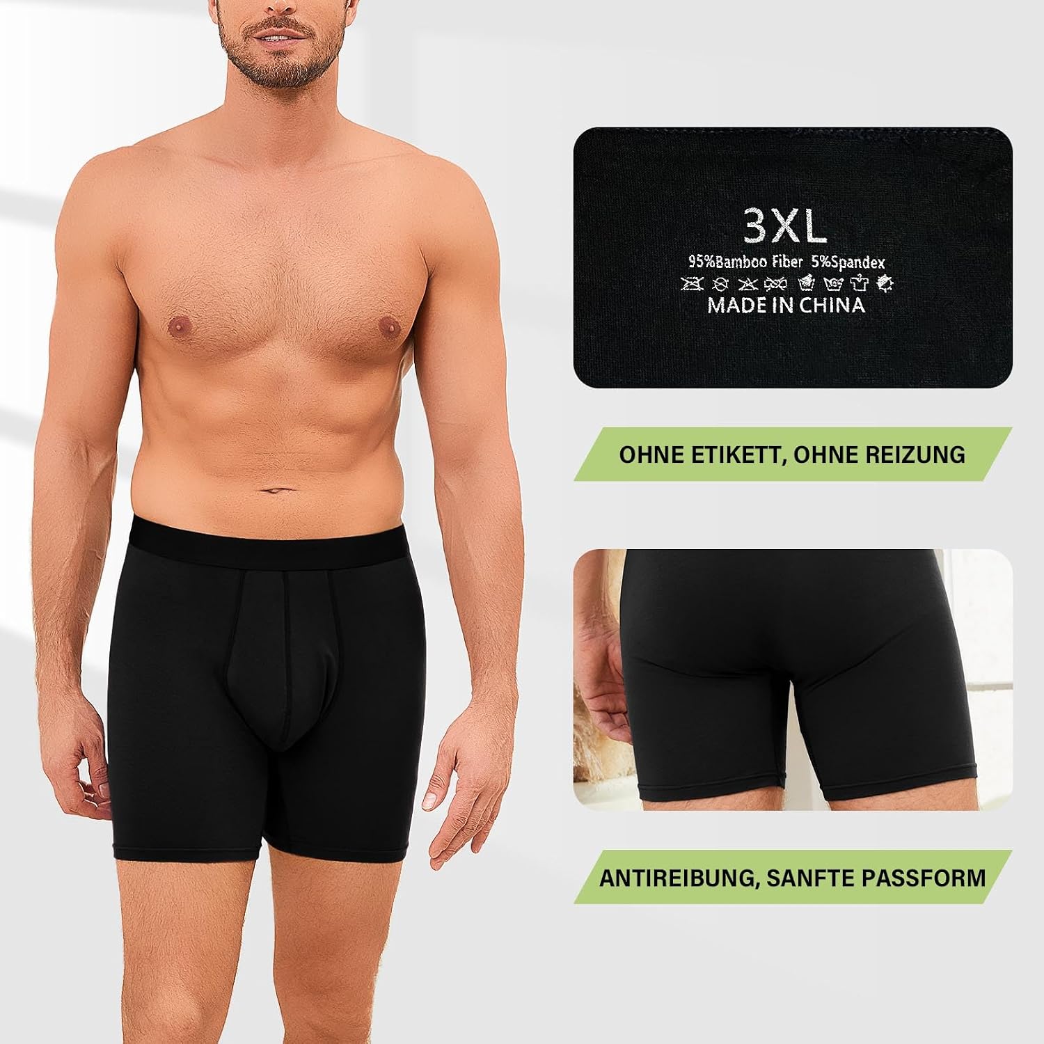 Detalle 2 de Bambusfaser-Boxershorts für Herren, PUTUO
