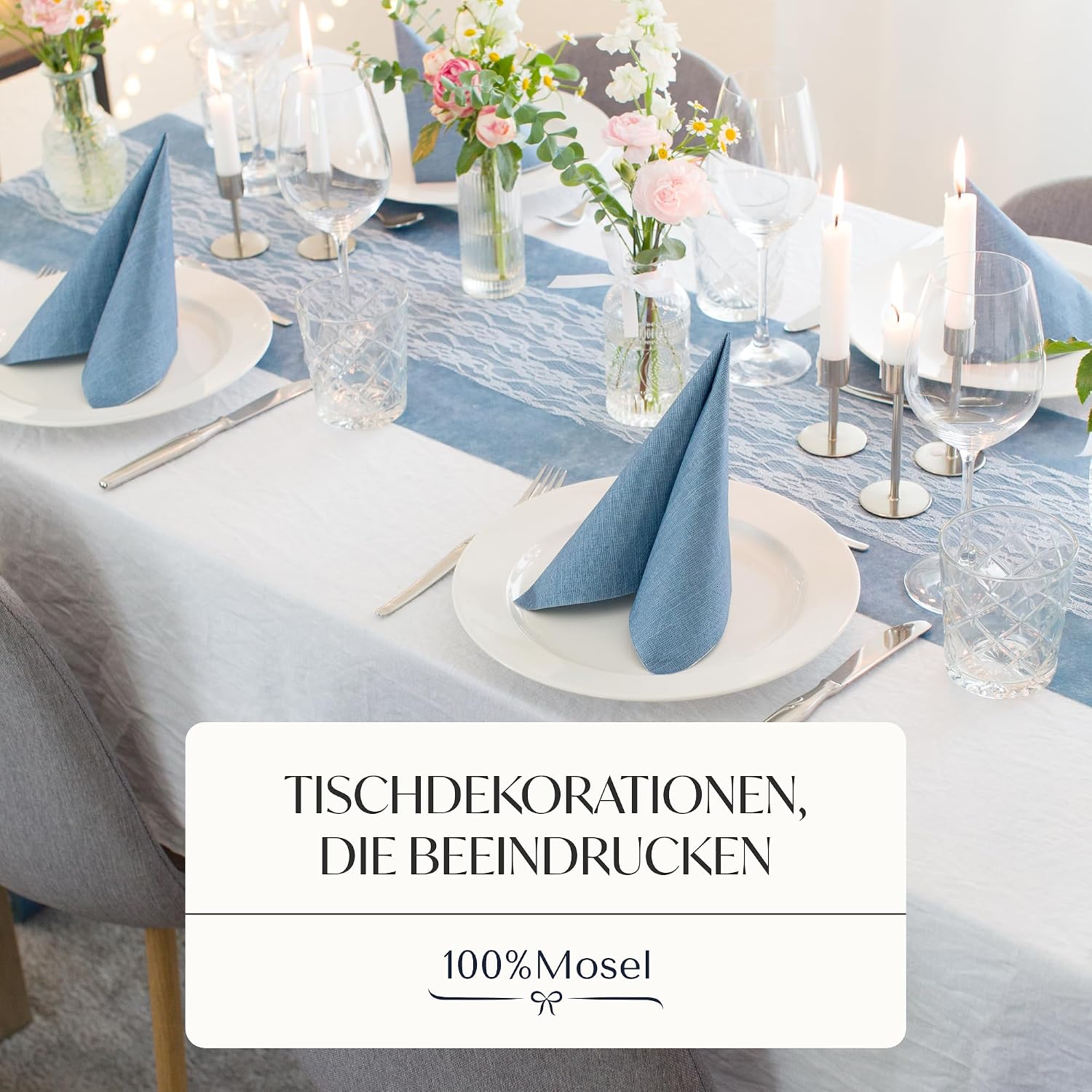 Detalle 1 de 100%Mosel Vlies TischlĂ€ufer Rauchblau 30 cm đ