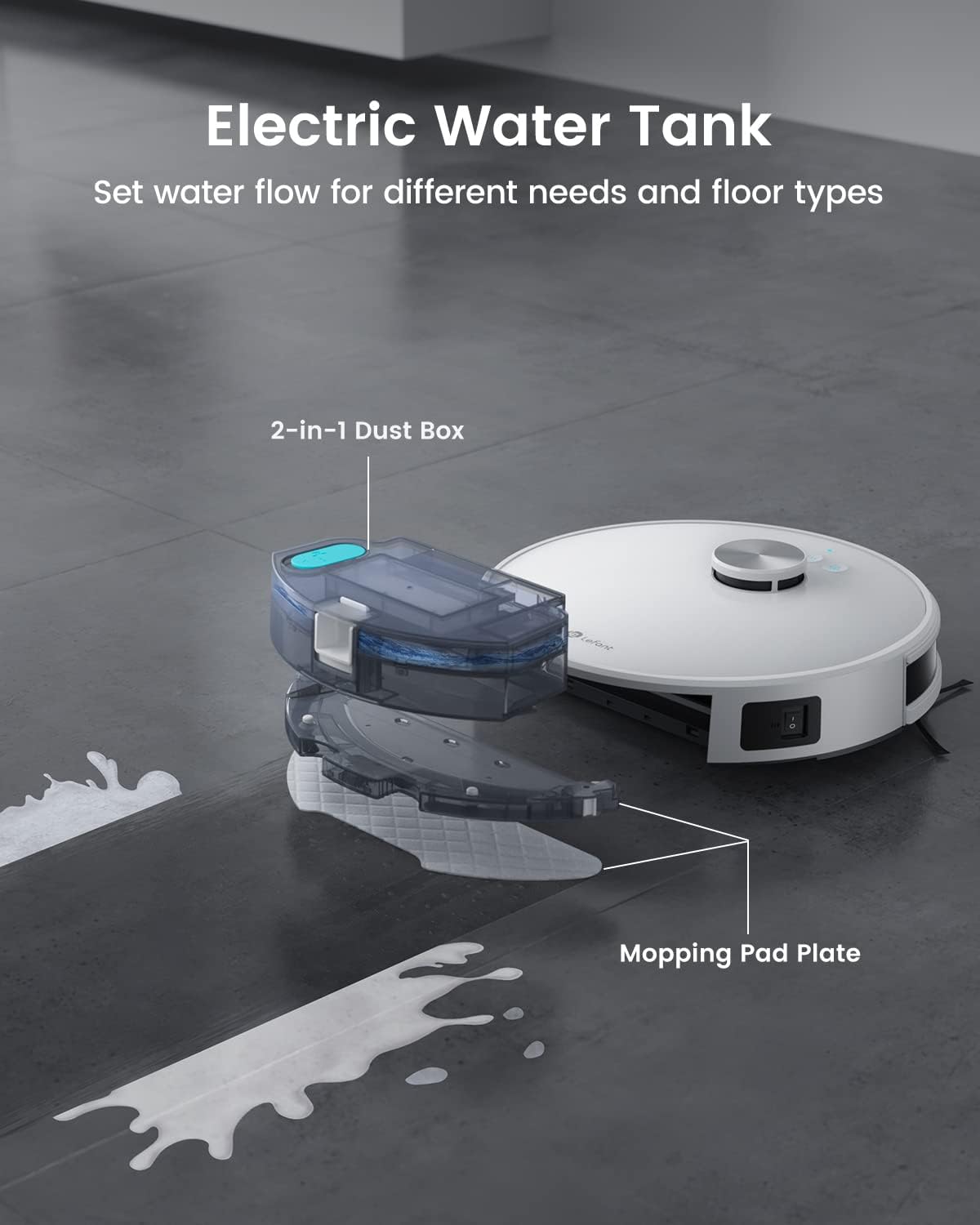 Detalle 2 de Lefant M1 Robot Vacuum and Mop, LiDAR Mapping, 150-Minute Runtime