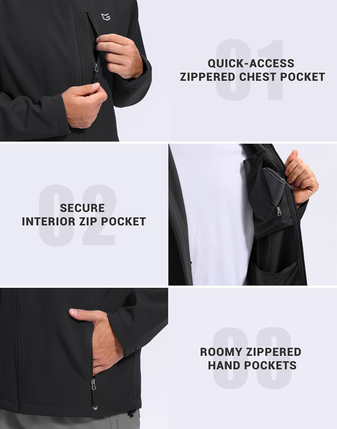 Detalle 2 de G Gradual Men's Softshell Jacket, Fleece-Lined