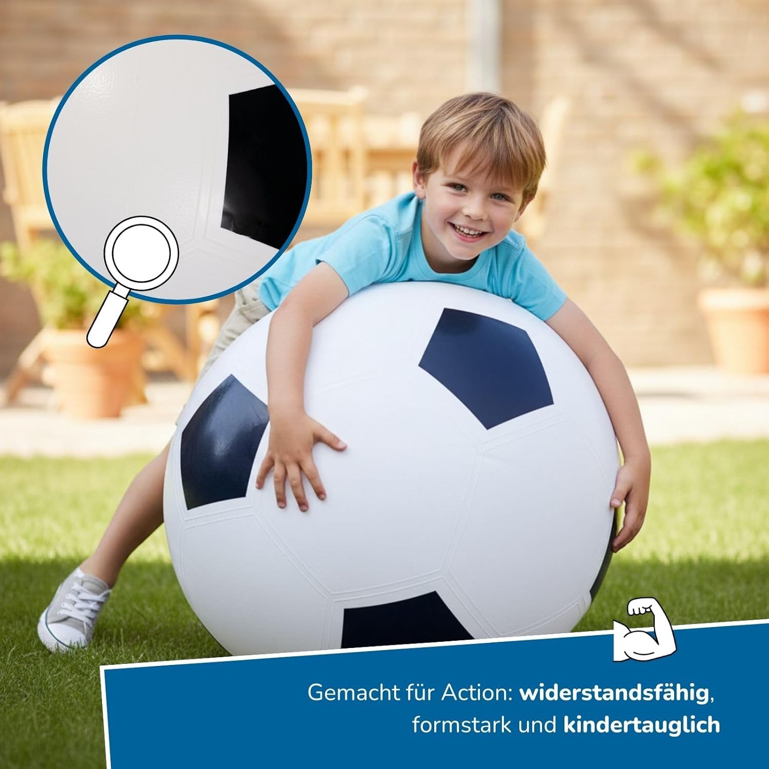 Thumbnail 4 de alldoro 60298 XXL Fußball (Ø 75 cm) – aufblasbarer Riesen-Spielball aus Gummi für Indoor & Outdoor