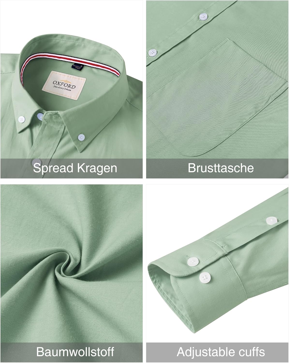 Detalle 2 de J.VER Oxford Herrenhemd Bügelfrei Regular Fit – Langarm, Baumwolle, Button-Down