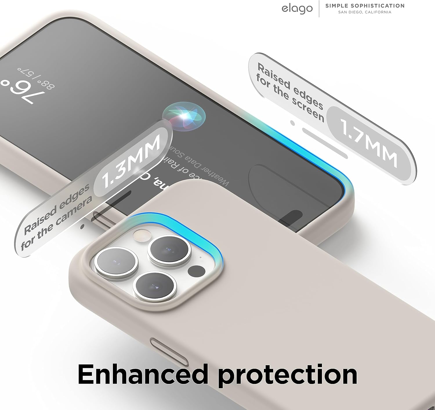 Thumbnail 4 de elago Liquid Silicone Case for iPhone 15 Pro (Stone) – full coverage soft-touch protective cover