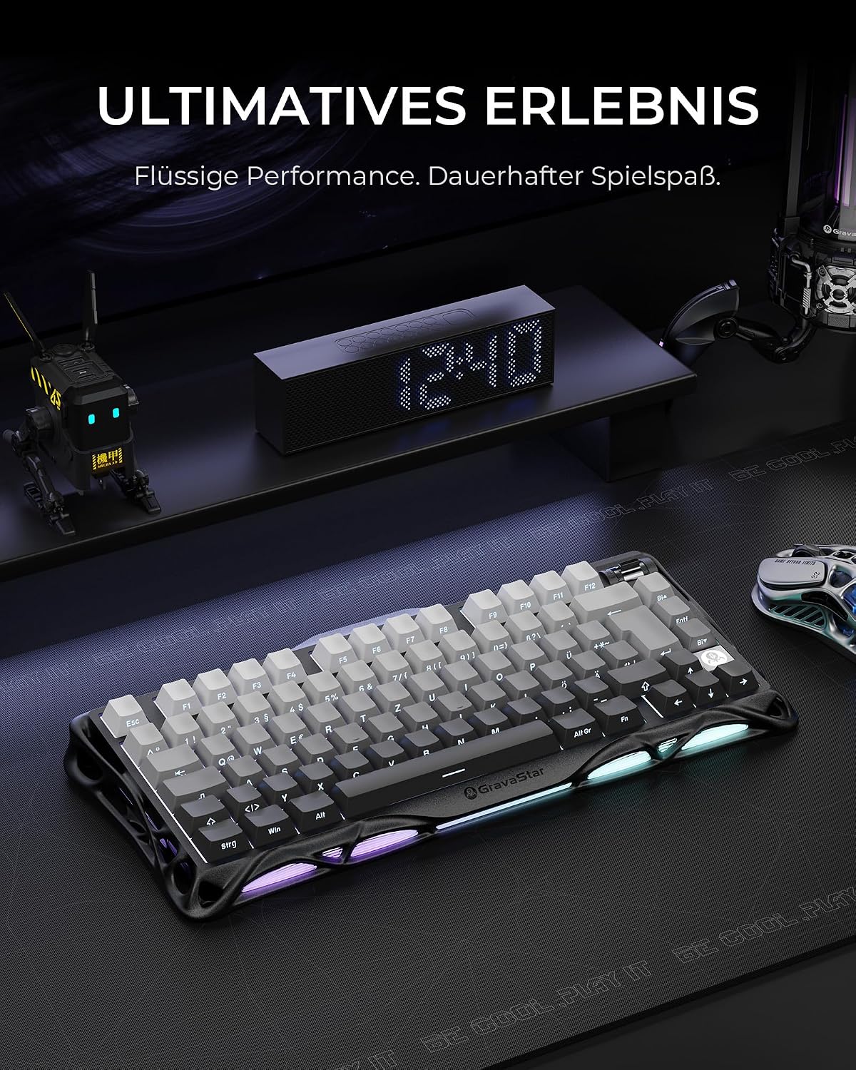 Thumbnail 3 de GravaStar Mercury K1 75% mechanische Gaming-Tastatur (QWERTZ, DE) mit Exoskelett aus Magnesium, Tri-Mode, Hot Swap & RGB