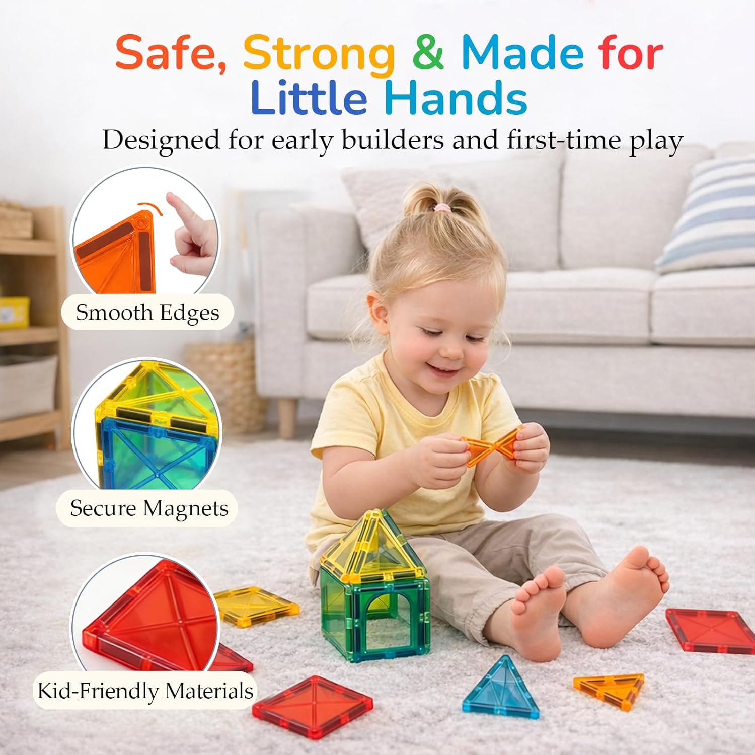 Thumbnail 1 de LATI 130-Piece Magnetic Tile Big Set for Kids