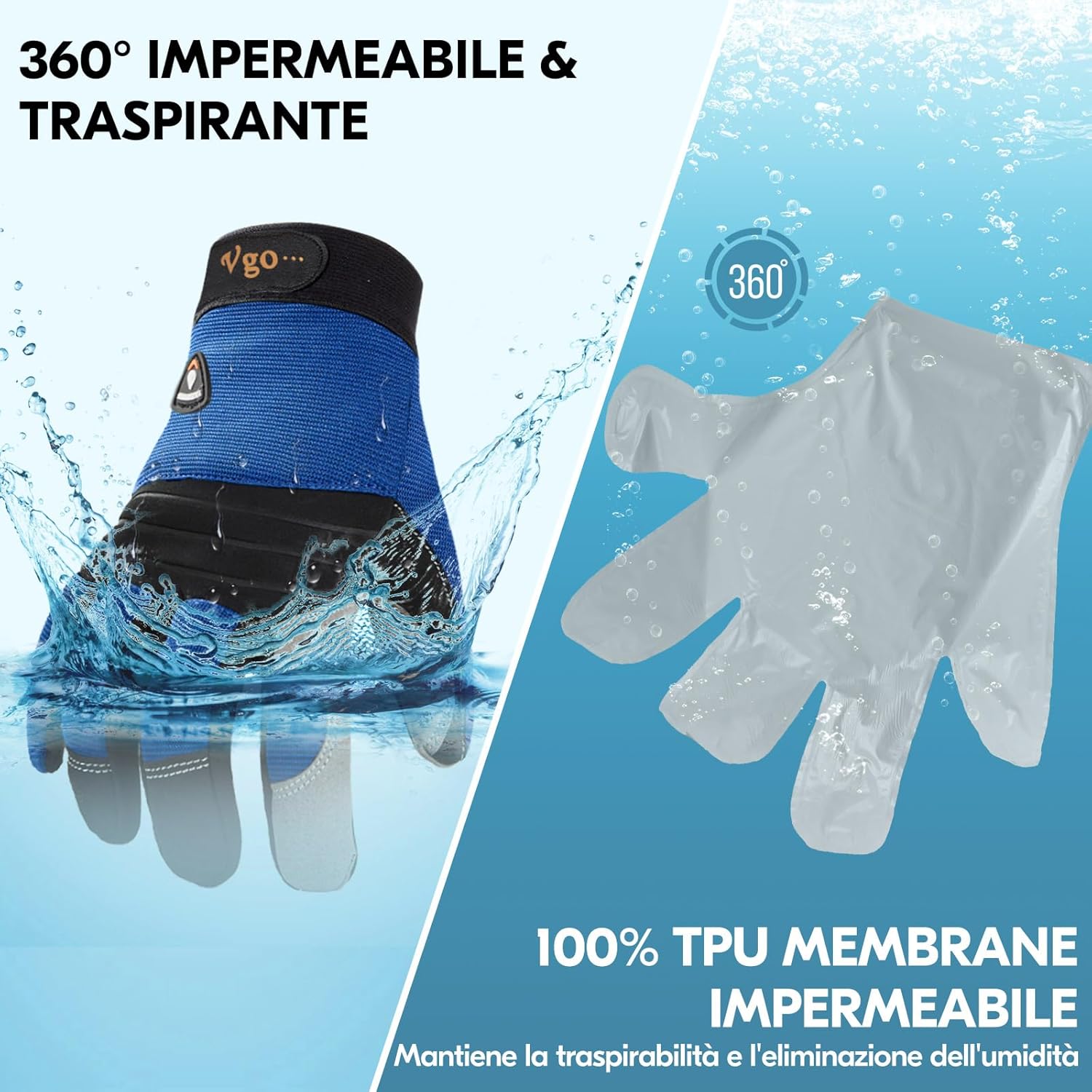 Thumbnail 2 de Vgo... Guanti da lavoro invernali impermeabili 0°C/32°F per sicurezza e freddo (SL7621FLWP)