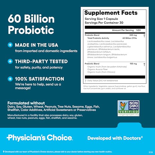 Thumbnail 6 de Physician's CHOICE Probiotics 60 Billion CFU – 10 Strains + Organic Prebiotics
