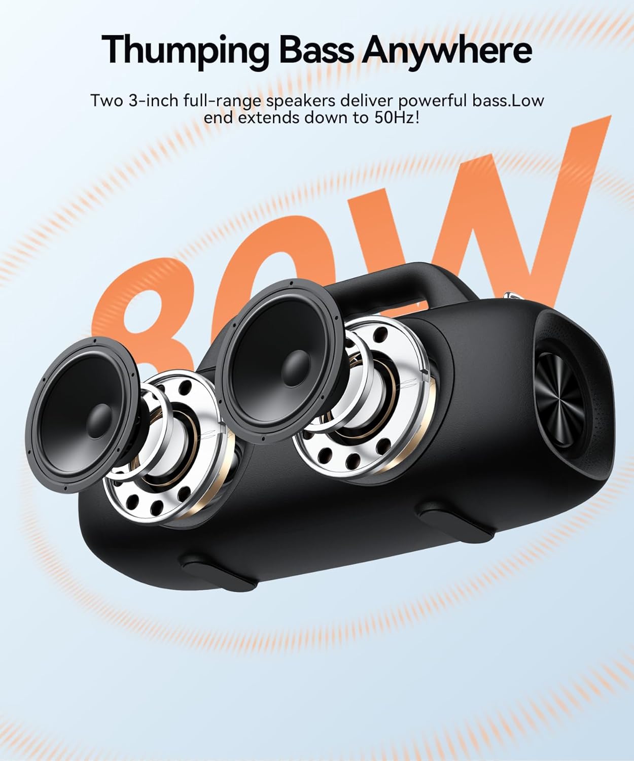 Thumbnail 2 de BassBloom Roar 1 Portable Bluetooth Speaker: 60W Bass, RGB Lights, IPX6, 24H Playtime